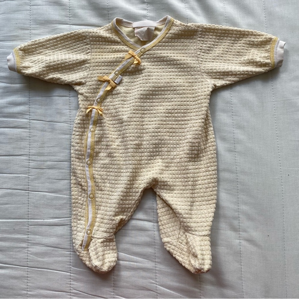 Coccoli Pale Yellow Quilted Baby Footed One-Piece